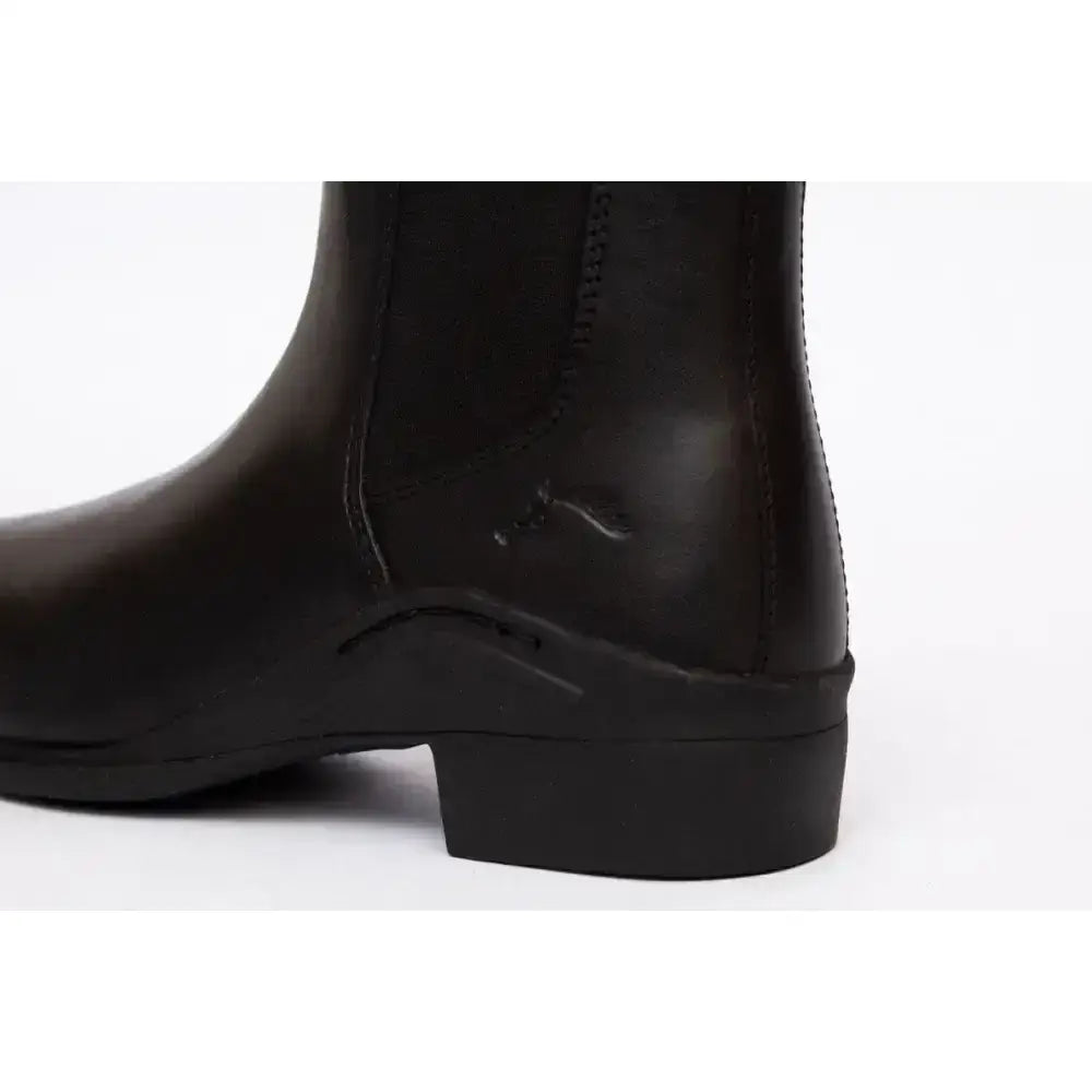 Black rubber gallop new children’s elegance leather paddock zip boots with glossy finish and low block heel