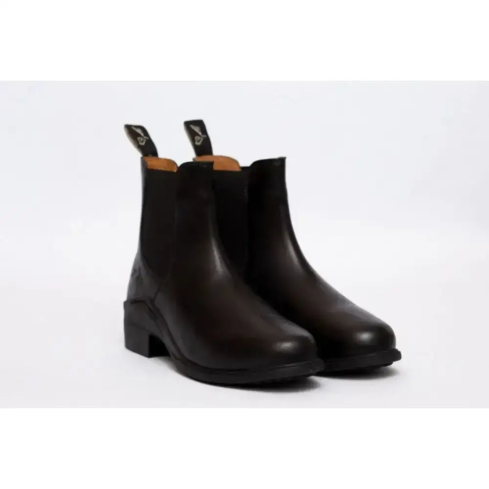 Black leather gallop new children’s elegance leather paddock zip boots with elastic side panels and low block heel