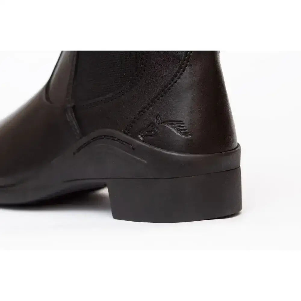 Black gallop new childrens elegance synthetic jodhpur boots with low block heel and embossed logo on side