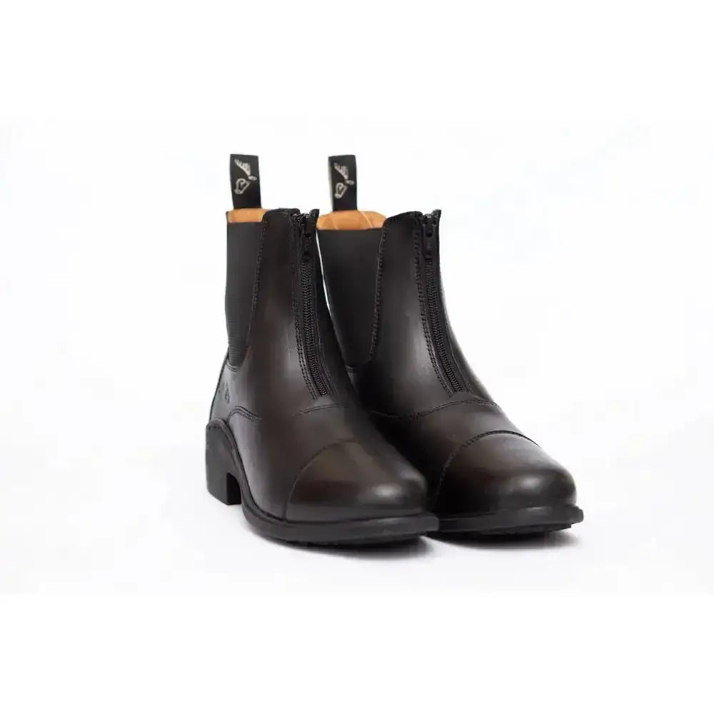 Black gallop new elegance leather paddock zip boots with zipper closure and pull tabs for easy wear