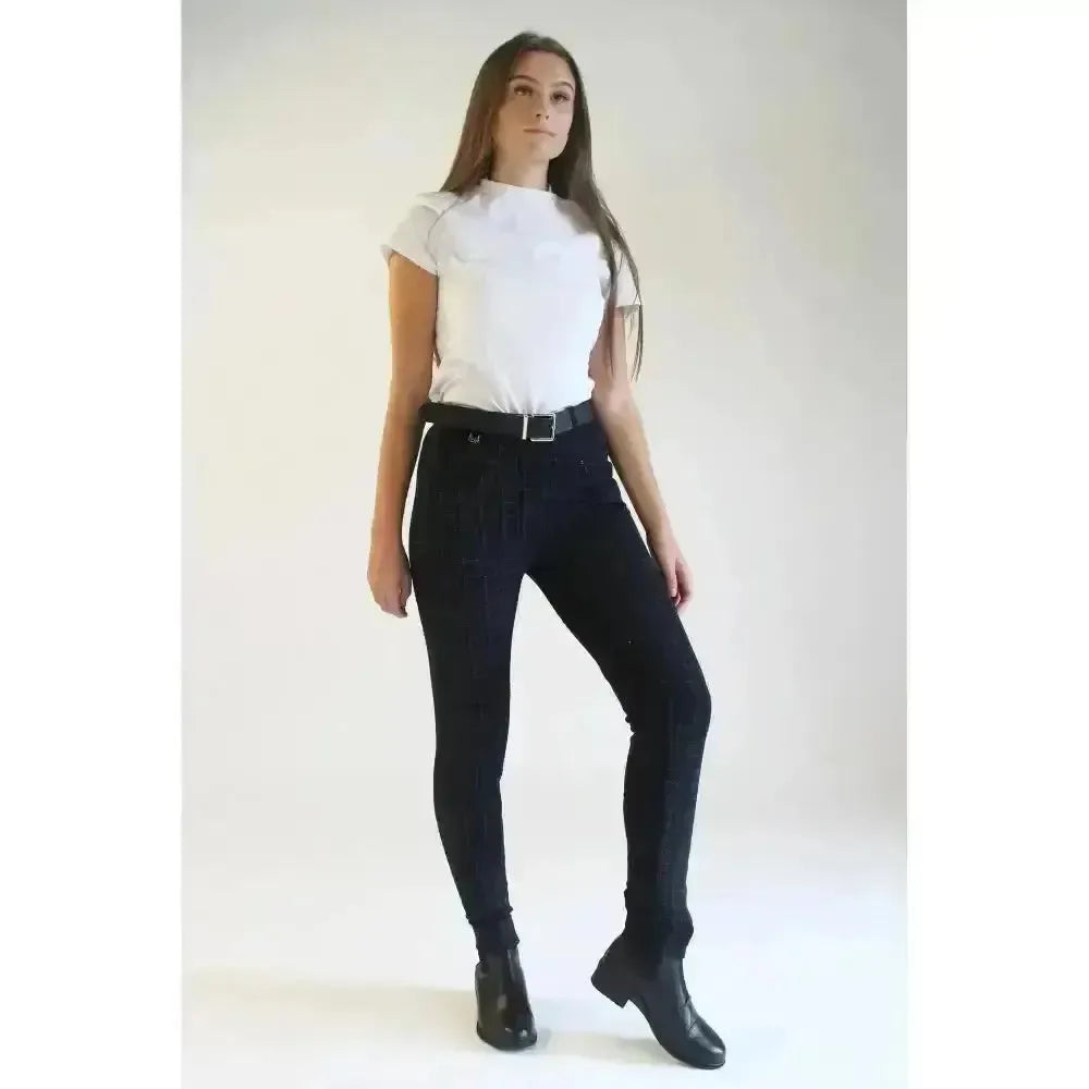 Gallop Oxford Check Jodhpurs Black 34 Jodhpurs