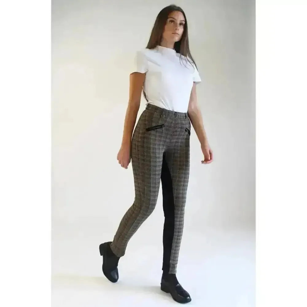 Gallop Oxford Check Jodhpurs Black 34 Jodhpurs
