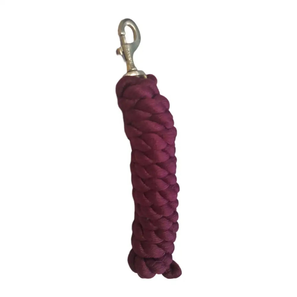 Maroon braided gallop premium polycotton lead rope with silver toned metal clip for easy horse handling