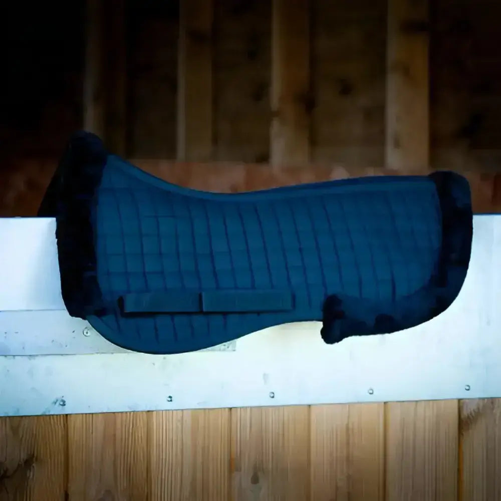 Blue quilted gallop prestige fully lined half saddle pad with black edges perfect for riding comfort