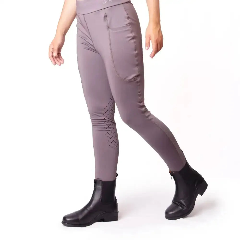 Gallop Riding Tights With Pockets Silicone Knee Riding Tights Grey X Small Riding Tights