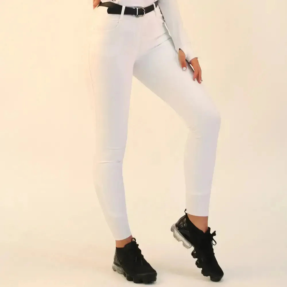 Gallop Riding Tights With Pockets Silicone Knee Riding Tights White X Small Riding Tights