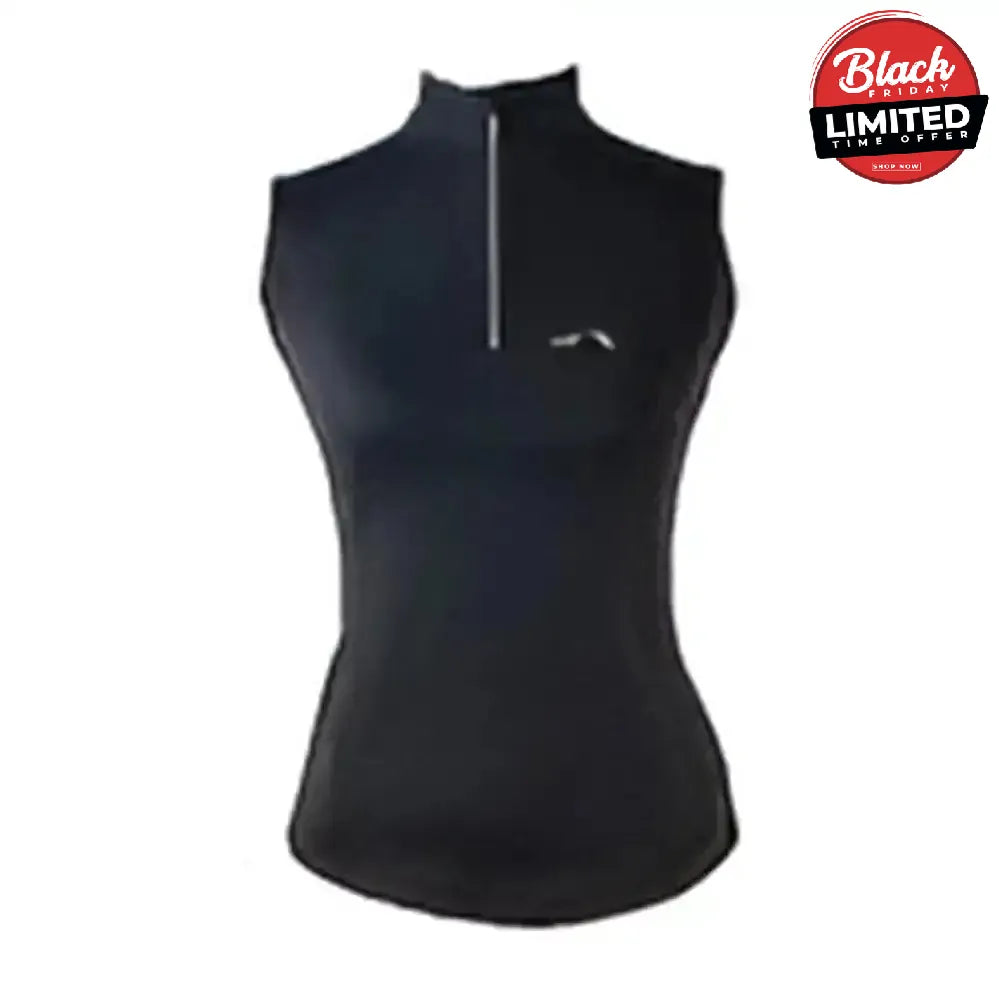 Gallop Sleeveless Zipped Neck Base Layer Black Black X Small Base Layers