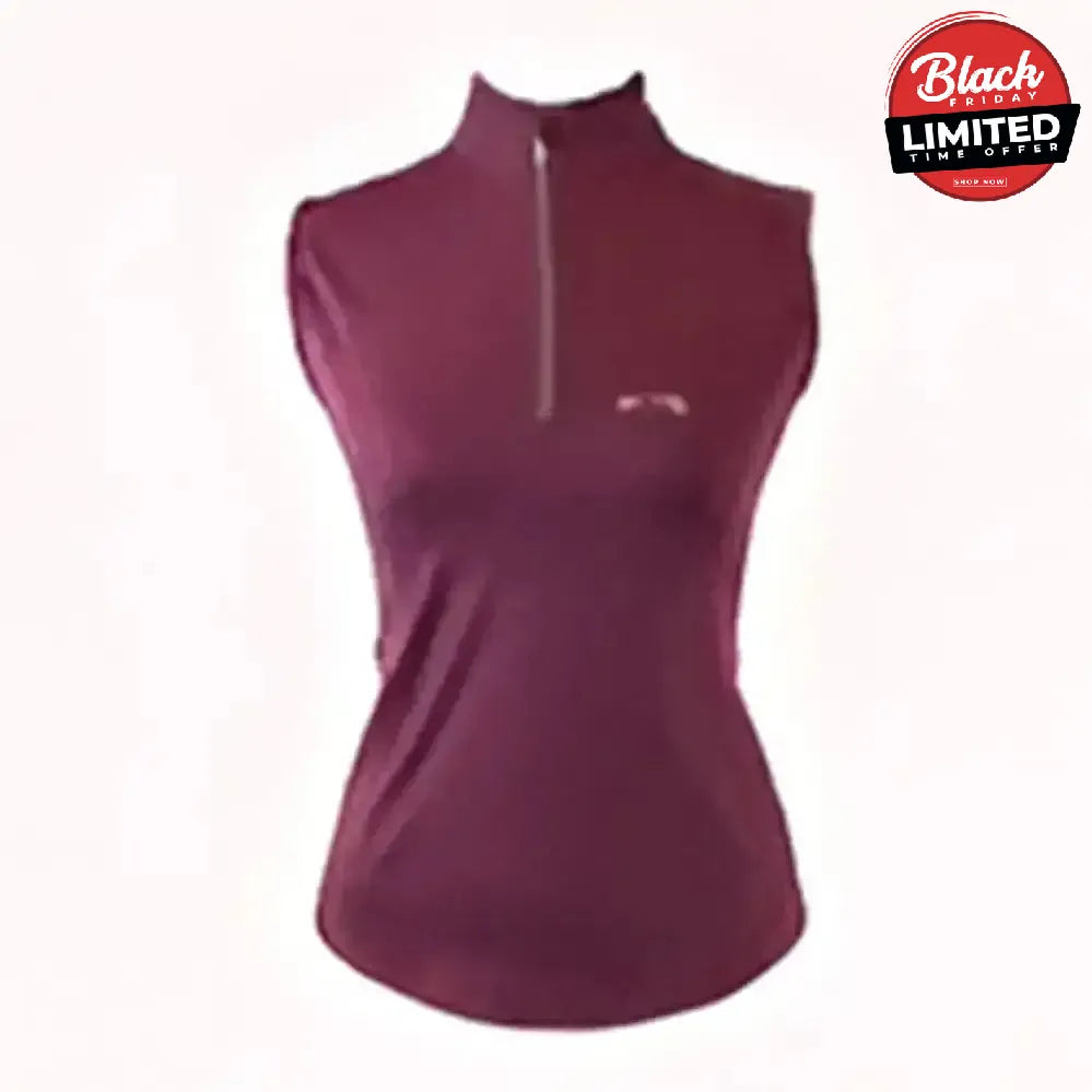 Gallop Sleeveless Zipped Neck Base Layer Burgundy Burgundy X Small Base Layers