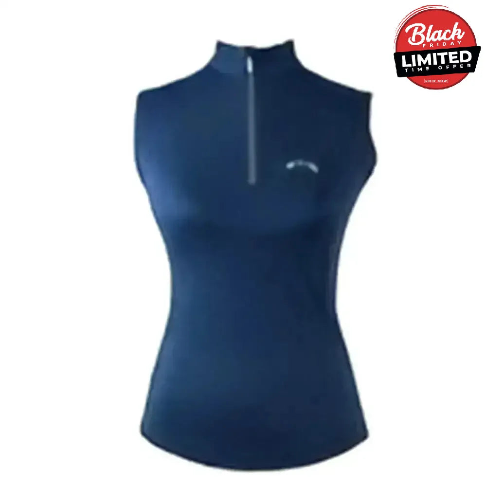 Gallop Sleeveless Zipped Neck Base Layer Navy Navy X Small Base Layers