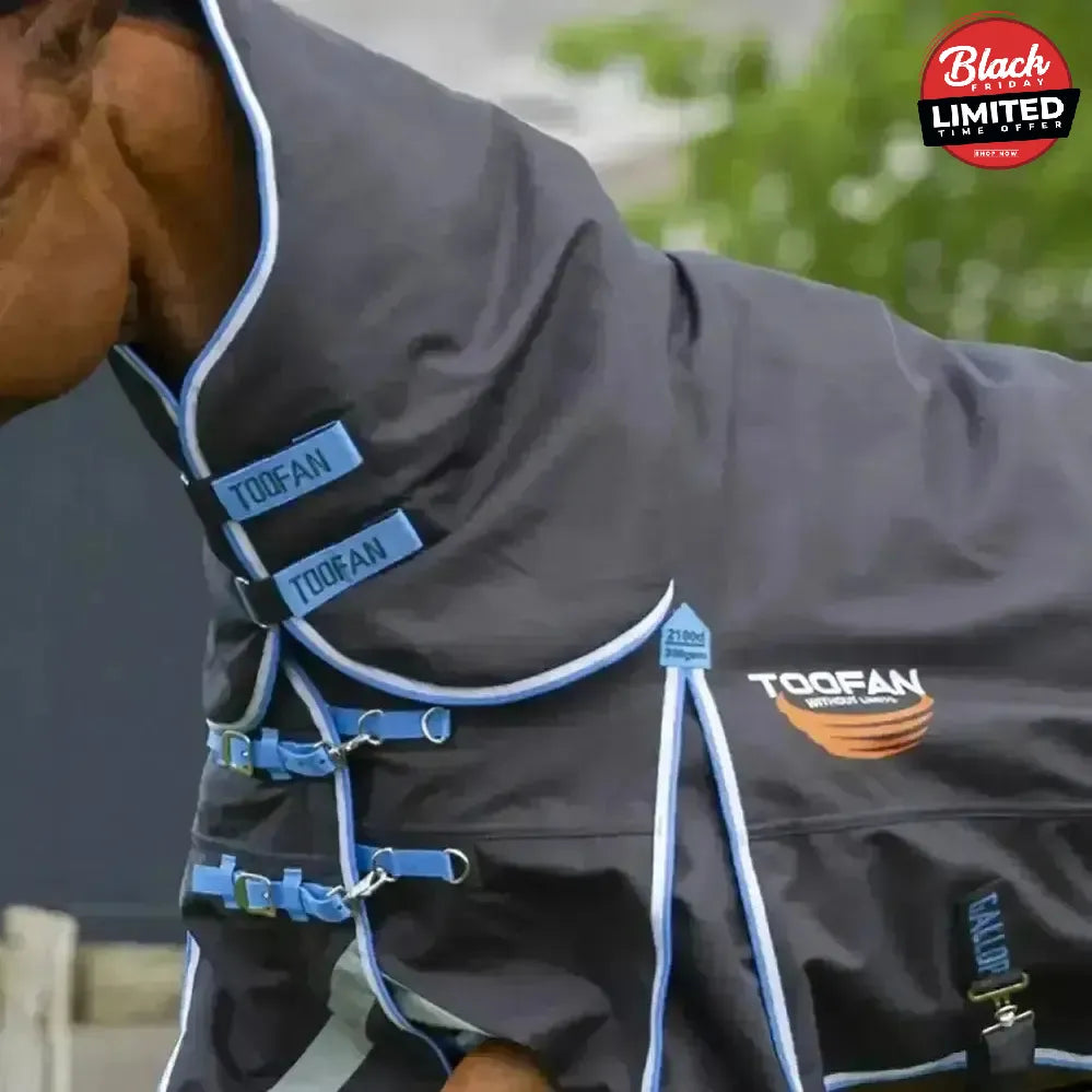 Gallop Toofan 350g Heavy Weight Turnout Rug Combo Charcoal Black 5'6" Turnout Rugs