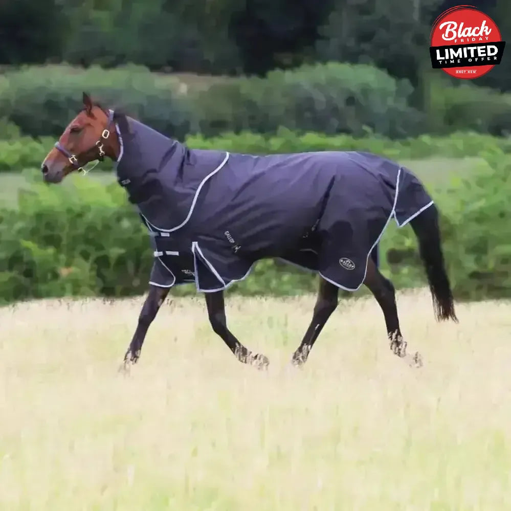 Gallop Trojan 300g Heavy Weight Turnout Rugs Dual Black / Grey Bindings 5'6" Turnout Rugs