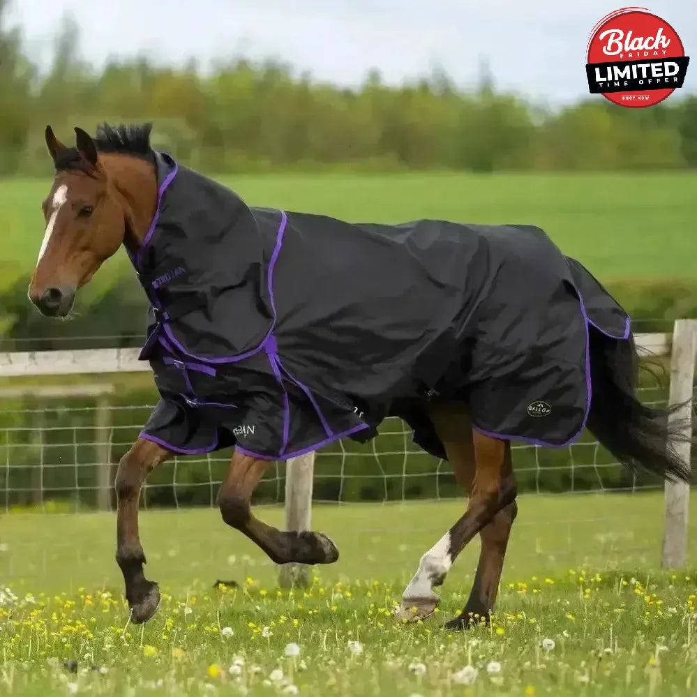 Gallop Trojan Dual Lightweight 0g Turnout Rug & Neck Set Horse Rug Navy/Purple Bindings 5'3" Turnout Rugs