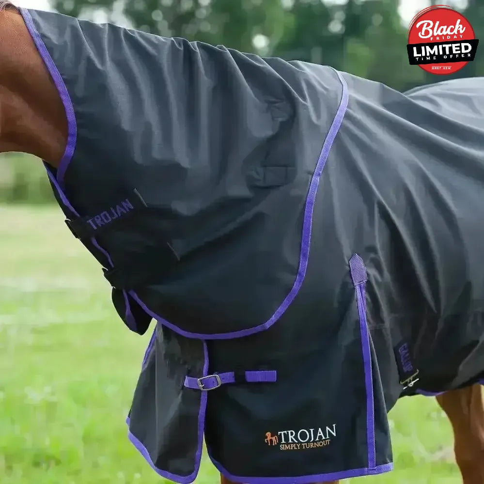 Gallop Trojan Dual Lightweight 0g Turnout Rug & Neck Set Horse Rug Navy/Purple Bindings 5'3" Turnout Rugs