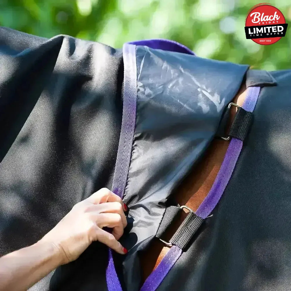 Gallop Trojan Dual Lightweight 0g Turnout Rug & Neck Set Horse Rug Navy/Purple Bindings 5'3" Turnout Rugs