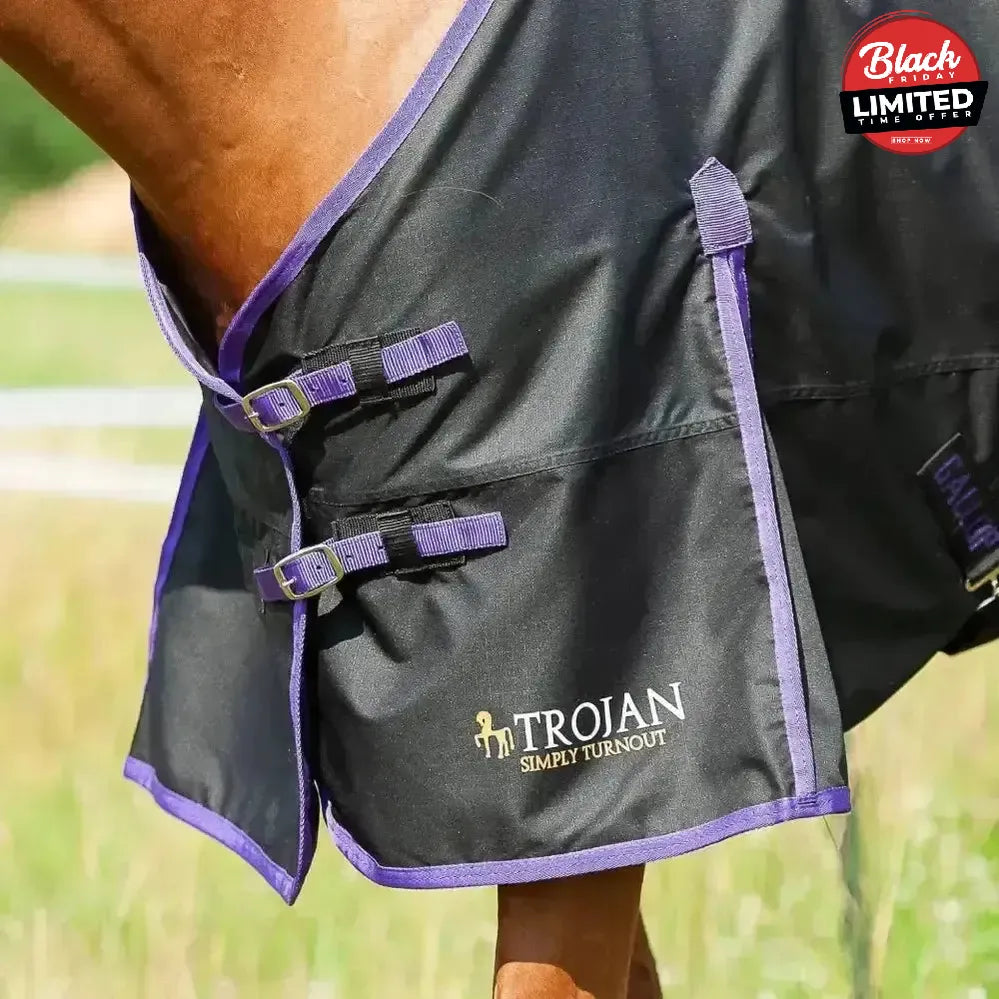 Gallop Trojan Dual Lightweight 0g Turnout Rug & Neck Set Horse Rug Navy/Purple Bindings 5'3" Turnout Rugs