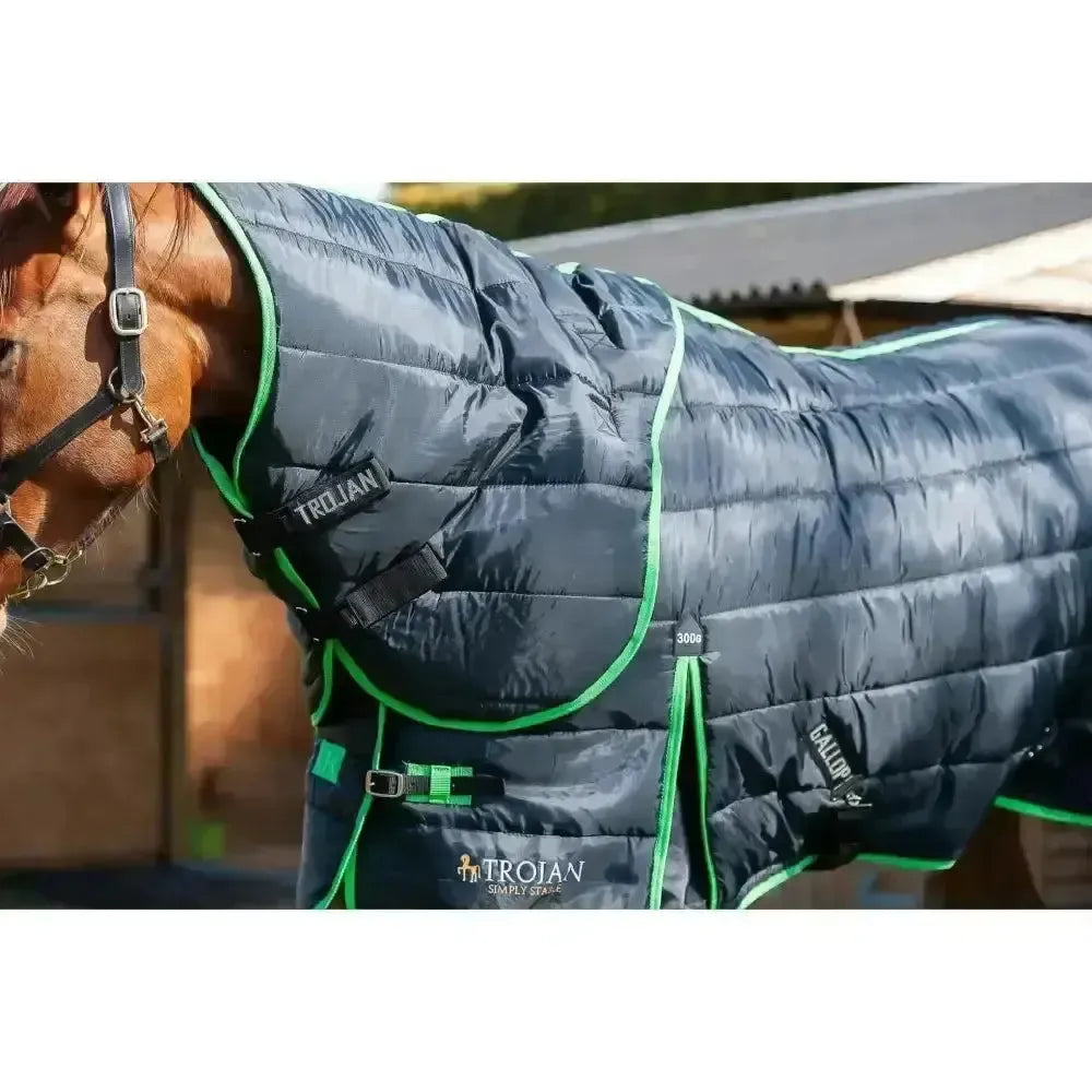 Gallop Trojan Stable Rug 300g Dual Heavy Weight Neck Set Black/Green 5'6" Stable Rugs