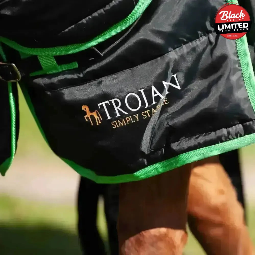 Gallop Trojan Stable Rug 300g Dual Heavy Weight Neck Set Black/Green 5'6" Stable Rugs