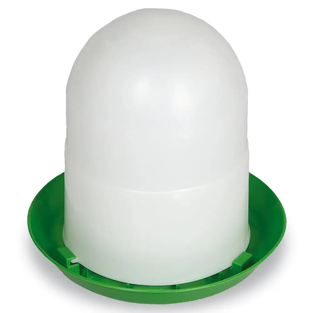 White plastic dome-shaped durable plastic gaun chick feeder with green base perfect chick feeder green design