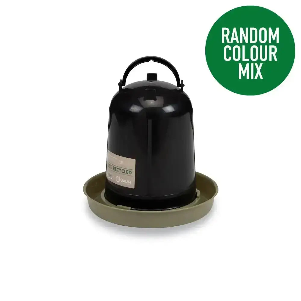 Black plastic gaun chicken drinker eco with handle and olive green base made from recycled material
