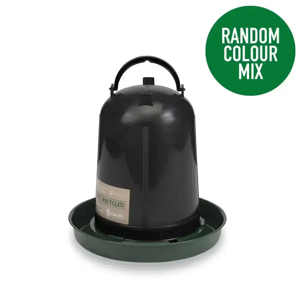 Black plastic gaun chicken drinker eco recycled with green base and handle for easy use