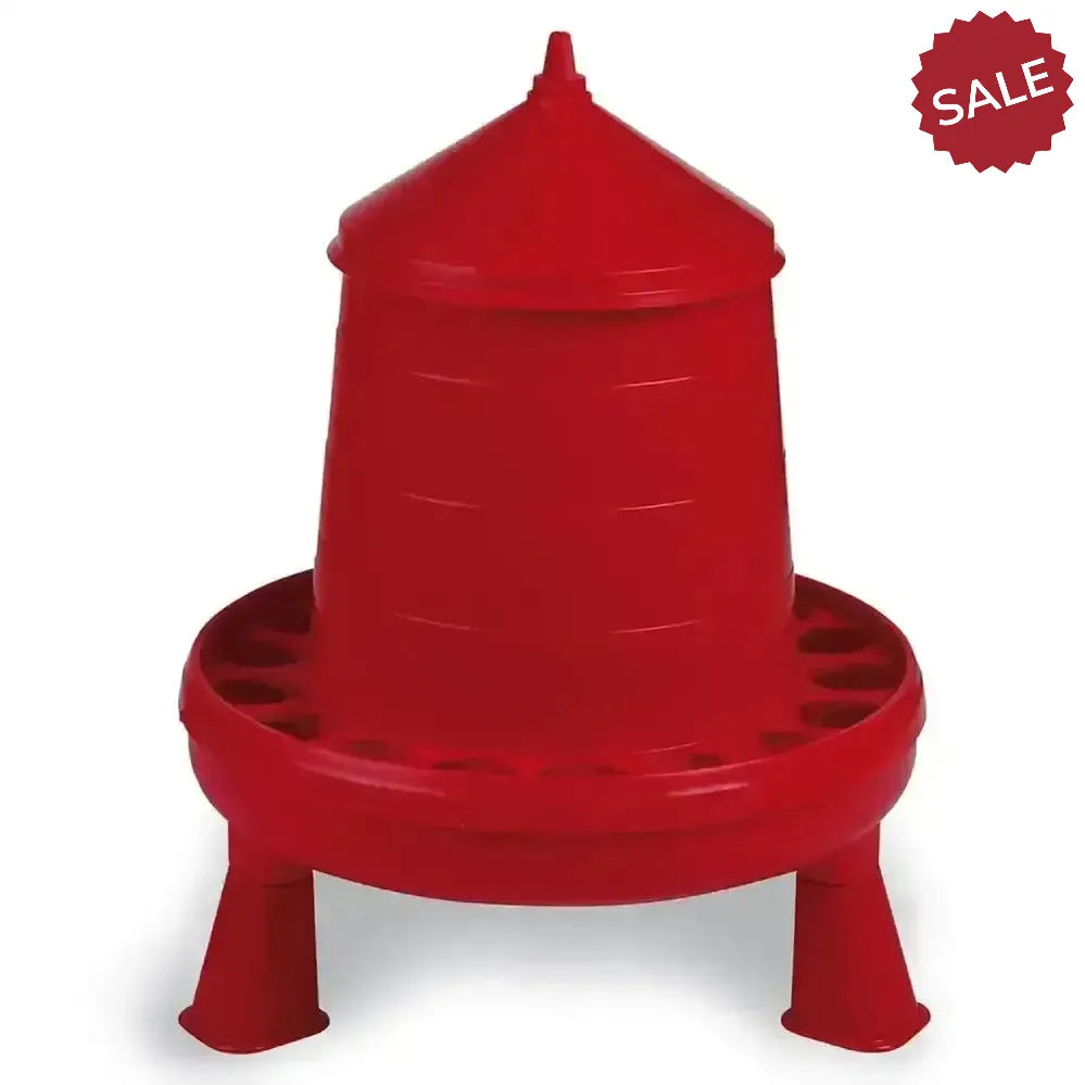 Gaun Poultry Feeder Plastic C/W Legs Red 4kg Red Poultry