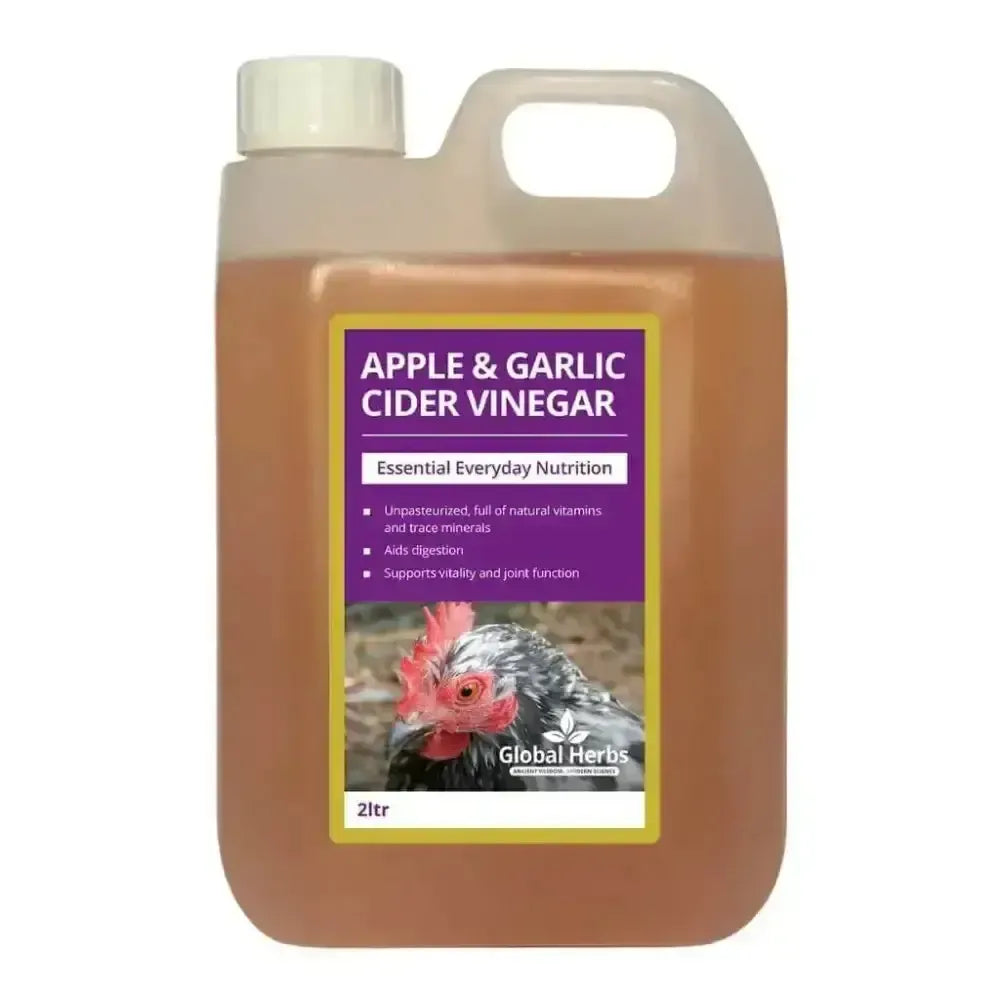 Global Herbs Apple Garlic Cider Vinegar - For Chickens 2ltr Poultry Supplements