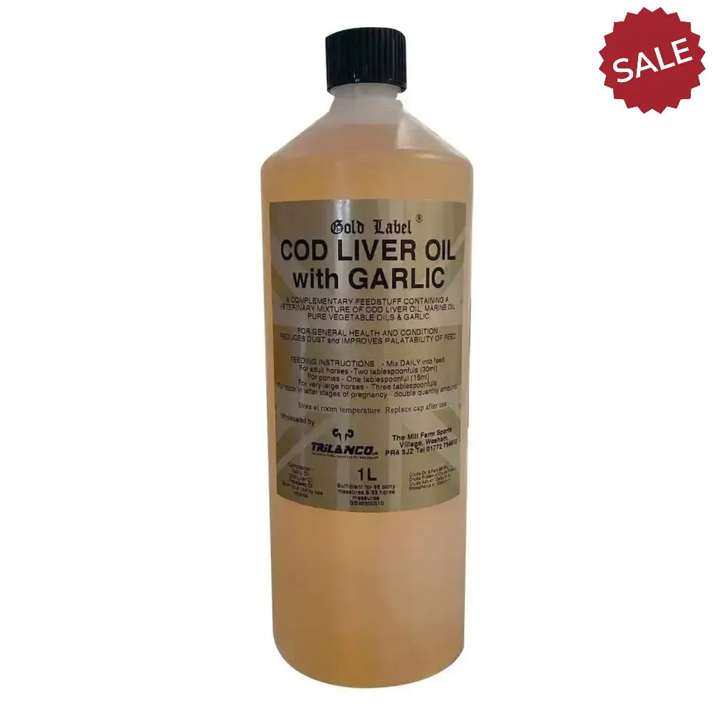 Gold Label Cod Liver Oil With Garlic 1 Litre Horse Supplements