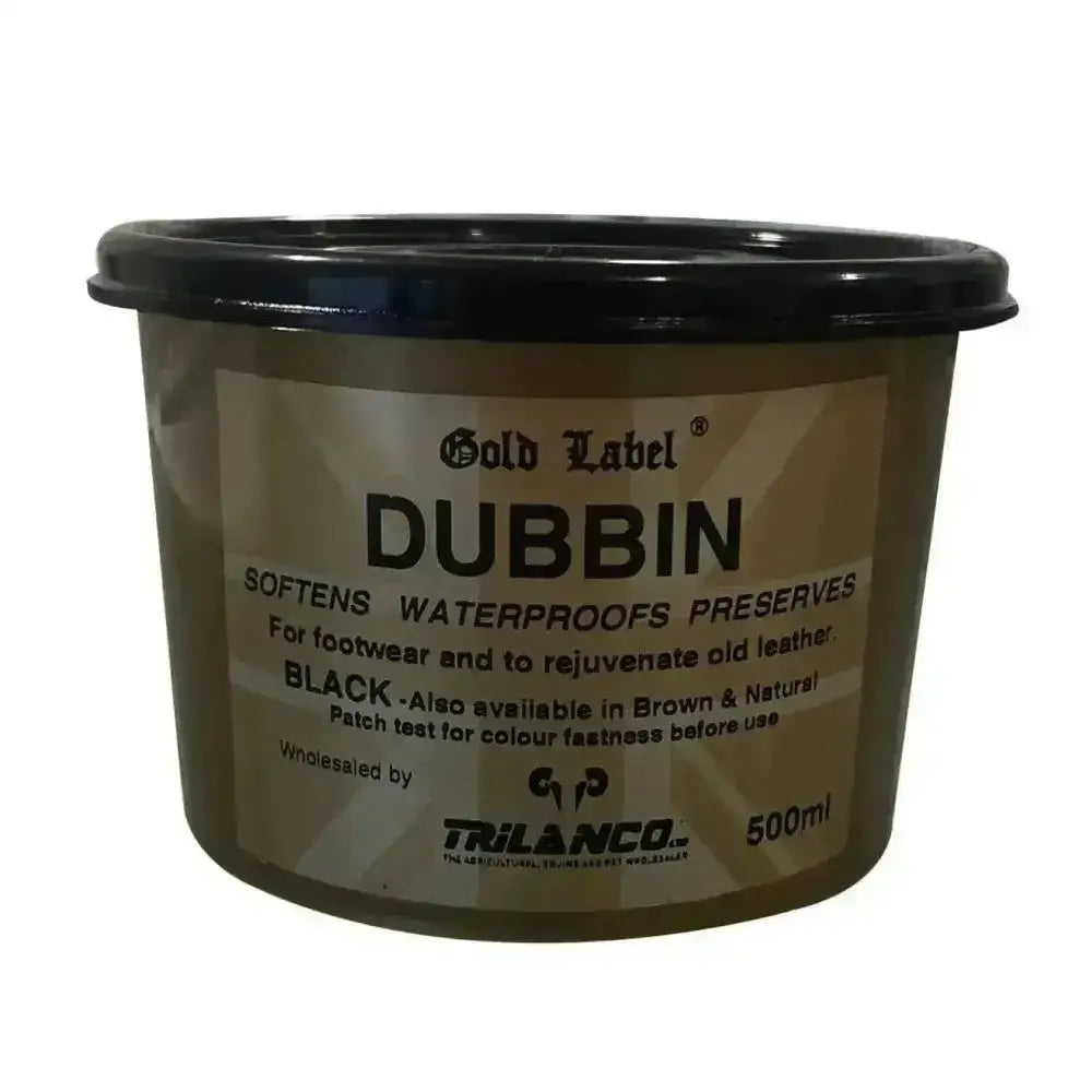 Black gold label dubbin in a 500ml container for dubbin leather care softening waterproof protection on footwear