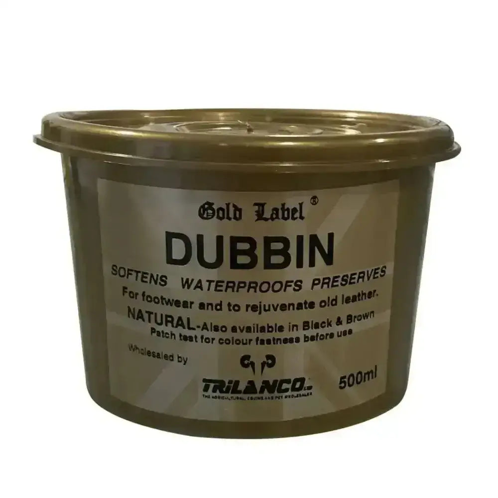 Gold label dubbin 500ml container with gold lid for dubbin leather care softening waterproof protection