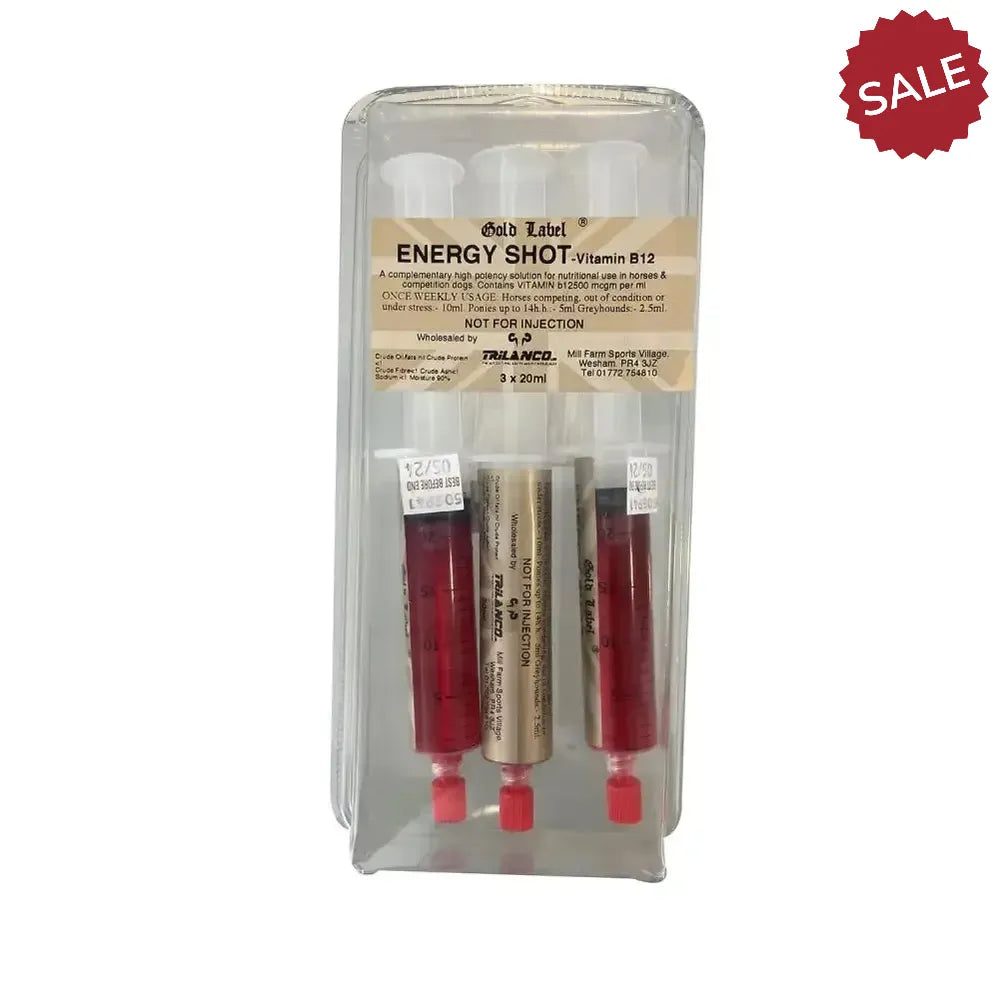Gold Label Energy Shot 20 ml syringe x 3 Pack Horse Supplements