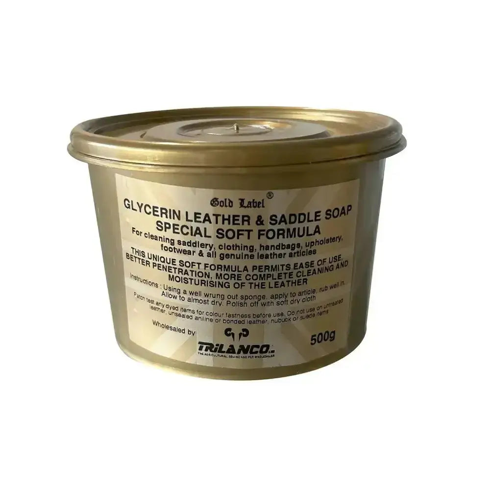 Gold label glycerin leather and saddle soap soft formula in 500g container with gold lid for leather care