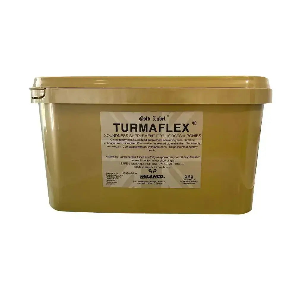 Gold label turmaflex gold plastic container with lid pure turmeric enhanced quality food supplement for horses and ponies