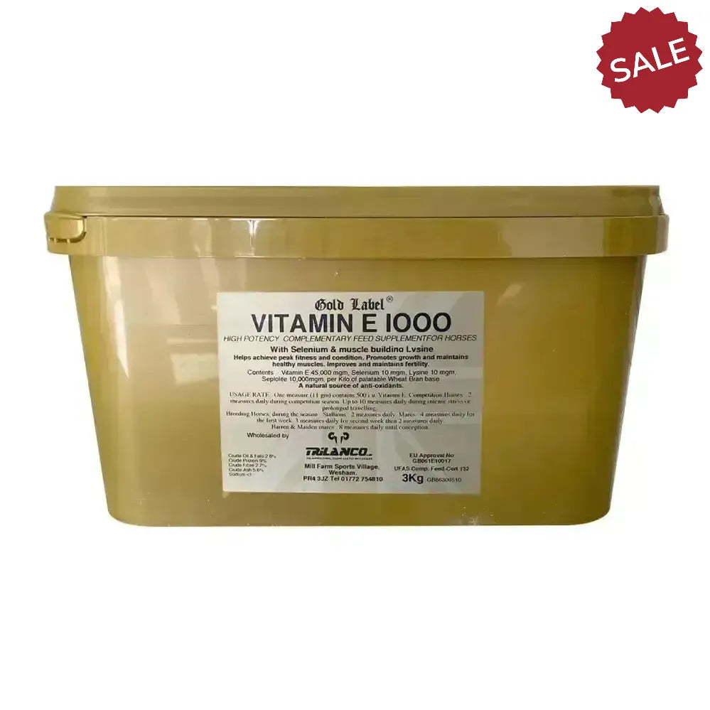 Gold Label Vitamin E 1000 500g Horse Supplements