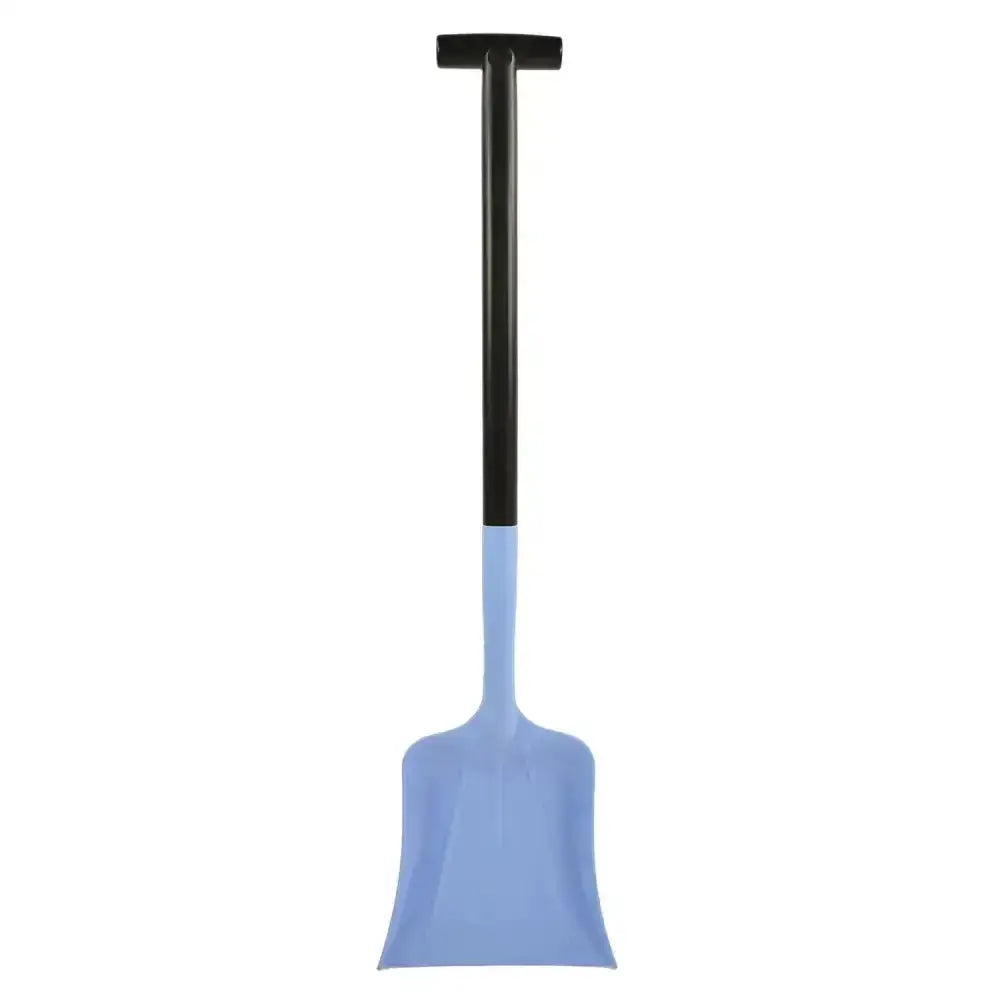 Light blue plastic harold moore junior shovel with black t-shaped handle perfect for kids and light digging tasks