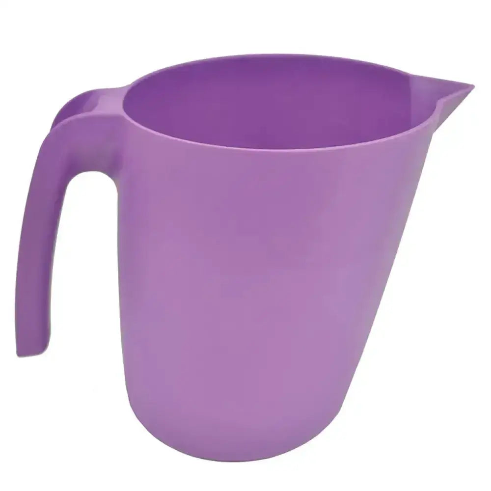 Purple plastic harold moore pouring jug with spout handle and centrally positioned increment for easy measuring