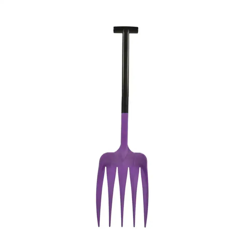 Purple garden fork with black handle from harold moore unifork t-grip perfect for gardening tasks