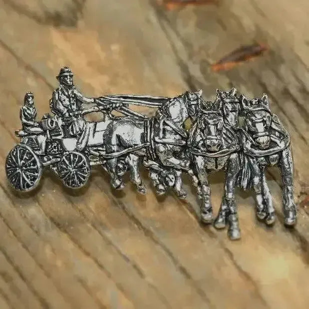 Heavy Horse Team of 4 Pewter Lapel Clip Pin Gifts