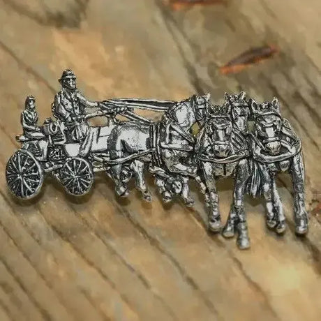 Heavy Horse Team of 4 Pewter Lapel Clip Pin Gifts