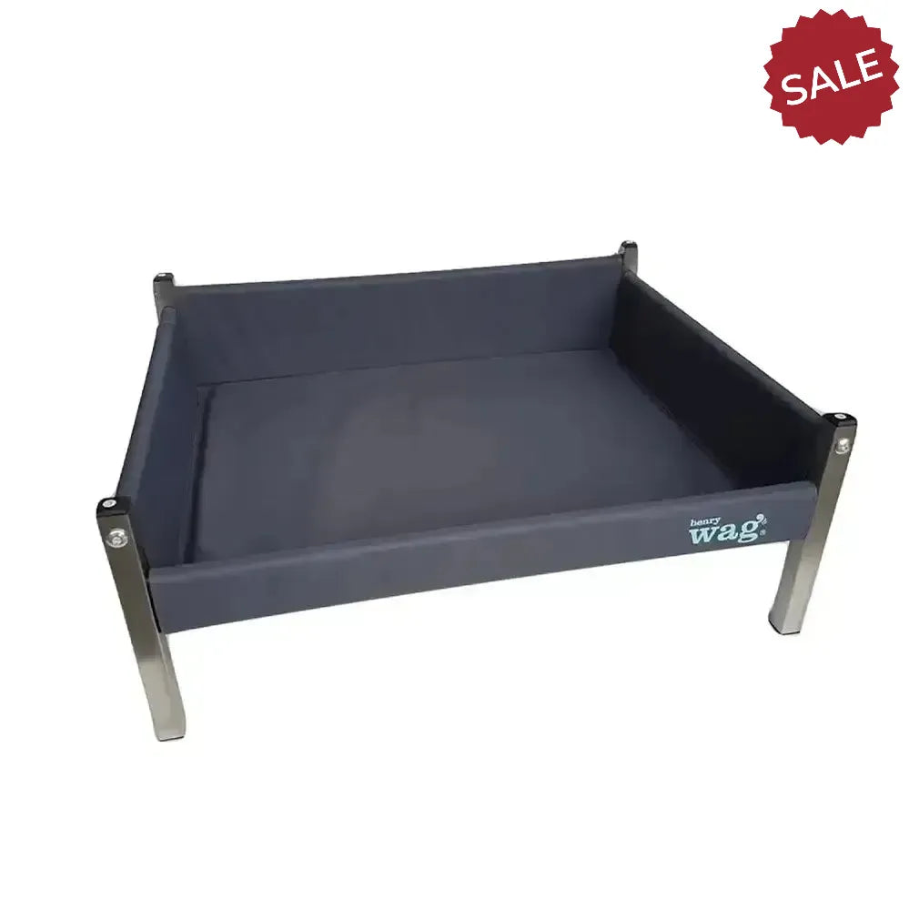 Henry Wag Elevated Dog Bed Small Grey/Black Dog Beds