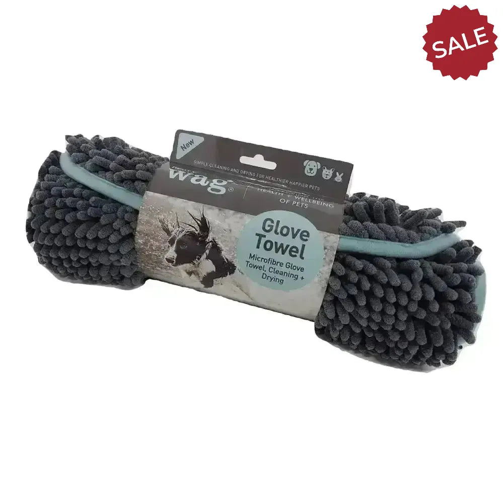 Henry Wag Microfibre Glove Towel Blue/Grey Dog Grooming Towels