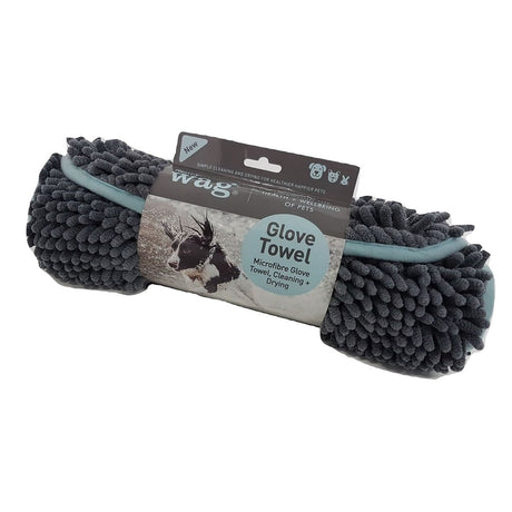 Henry Wag Microfibre Glove Towel Blue/Grey Barnstaple Equestrian Supplies