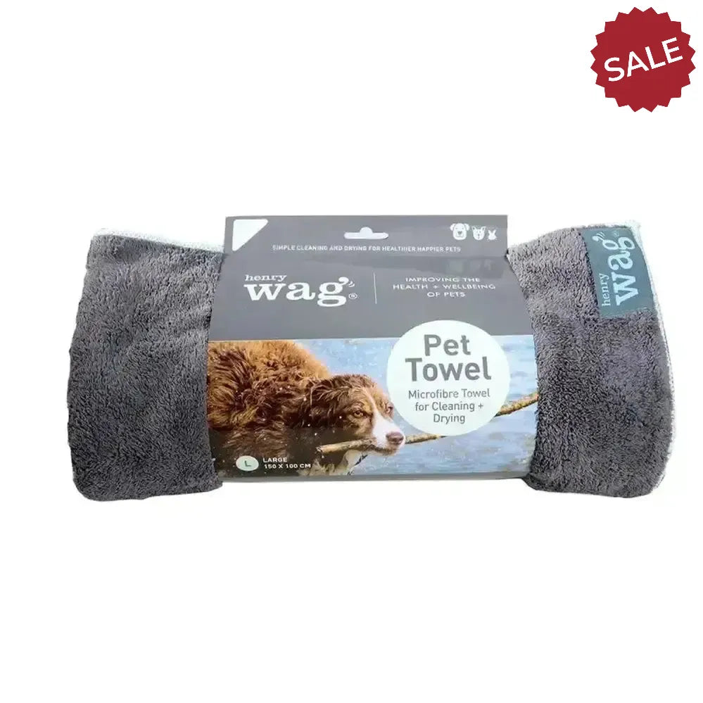 Henry Wag Microfibre Towel For Dogs Pet Supplies In Barnstaple Small Grey/Black Dog Grooming Towels