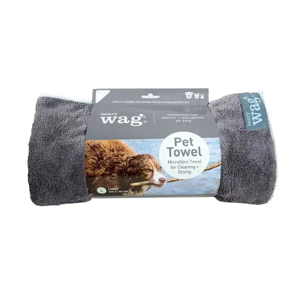 Gray henry wag microfibre towel rolled and packaged for dogs easily removes dirt in barnstaple pet supplies