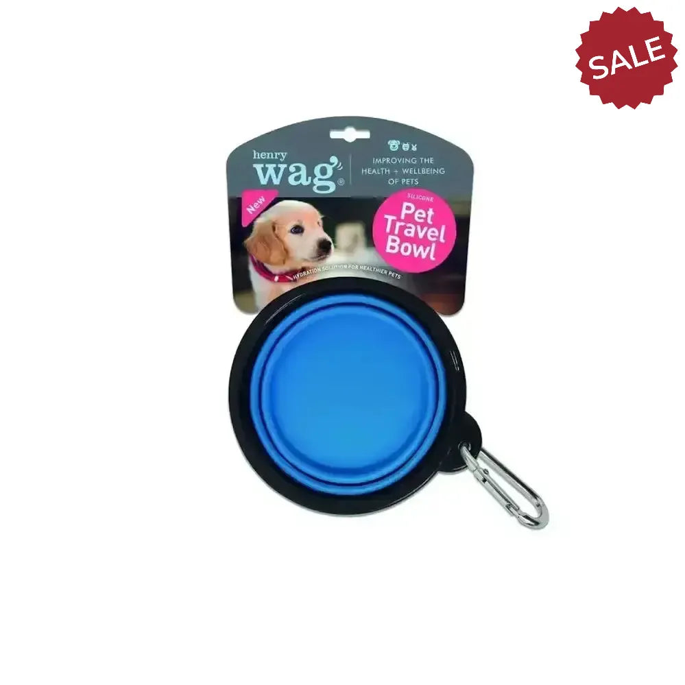 Henry Wag Pet Travel Dog Bowl Small (350 ml) Blue Dog Bowl