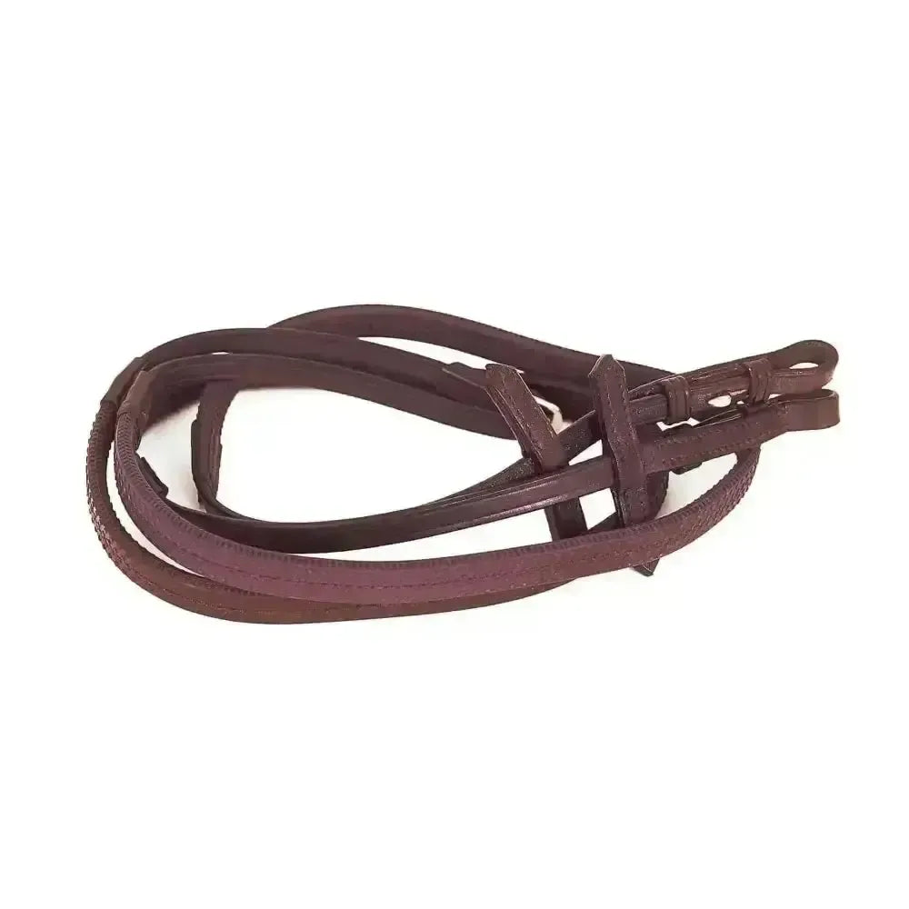 Heritage English Leather Rubber Covered Reins Black Full Reins