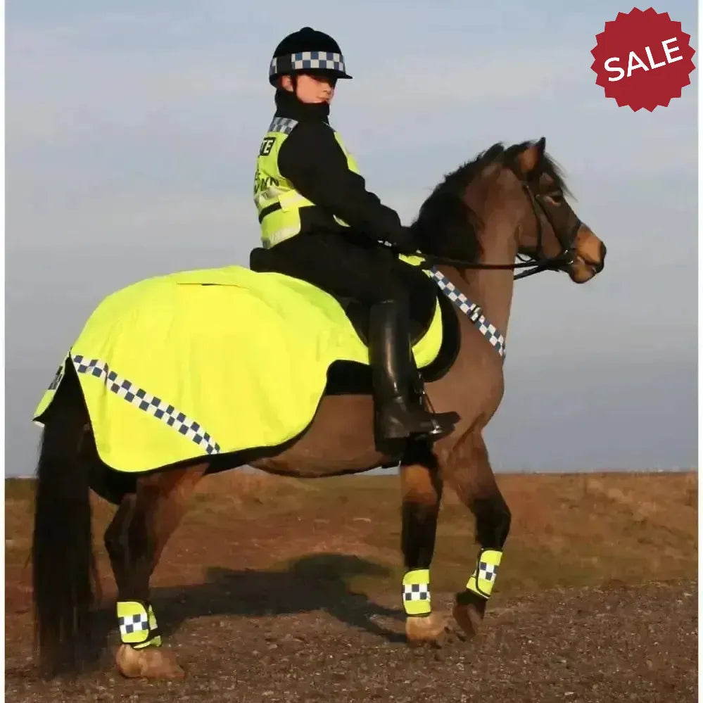 Hi-Vis Equisafety Polite Winter Exercise Sheet Wraparound Yellow Pony Exercise Sheets