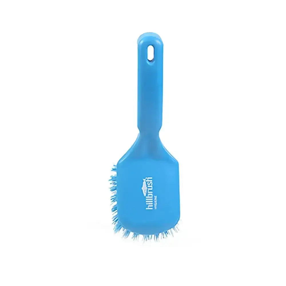 Hillbrush drs short blue plastic brush with sturdy handle and dense light blue bristles short handled stiff brush