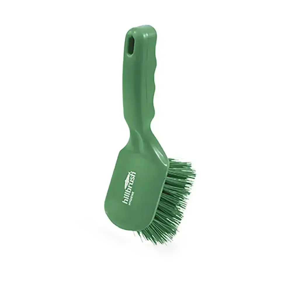 Green plastic handled hillbrush drs short short handled stiff brush with dense dark green bristles for cleaning tasks