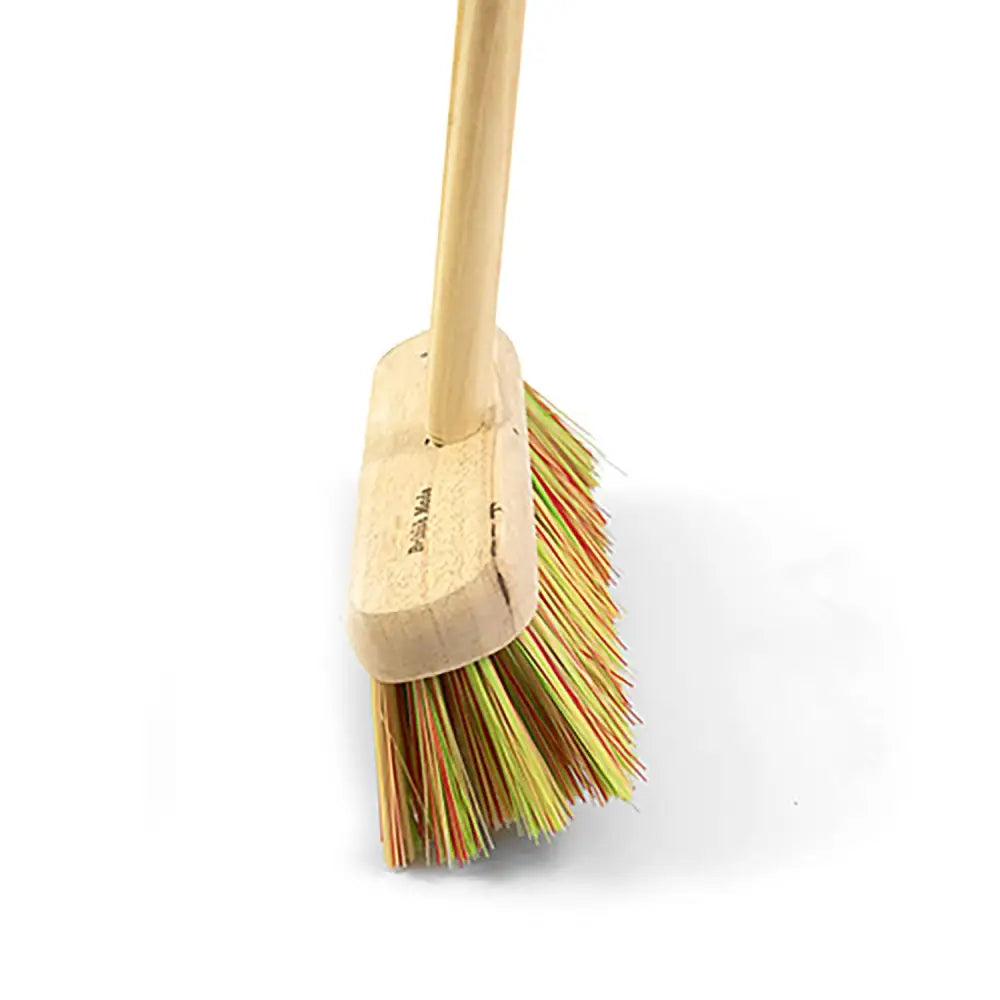 Hillbrush trade lightweight sweeping broom with wooden handle and multicolored straw bristles medium stiffness broom
