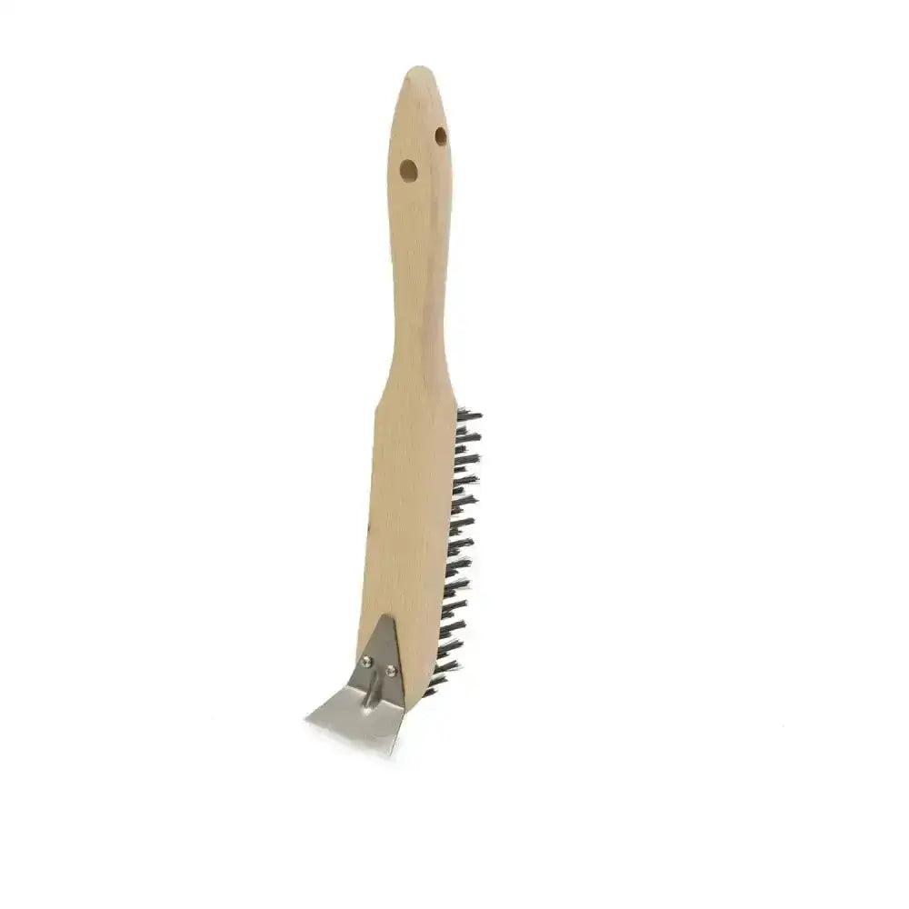 Hillbrush wire scratch brush with wooden handle metal bristles and flat scraper wire scratch brush for cleaning tasks